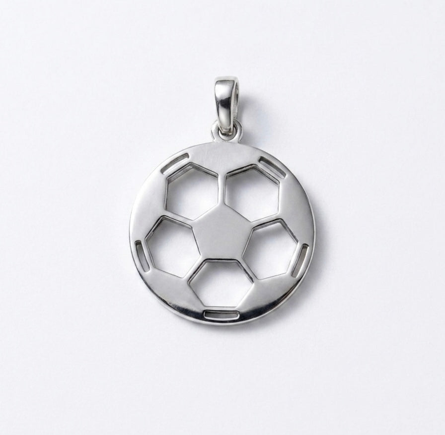 Dije Pelota de Fútbol Plana — Plata 925